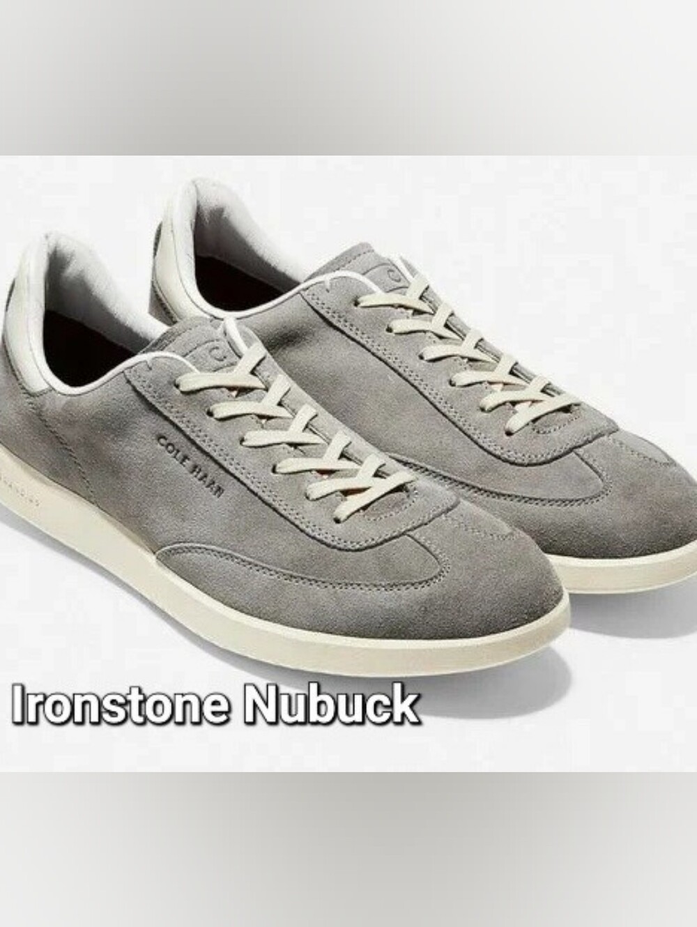 Cole Haan Gray Nubuck Low-Top Sneakers with Cream Soles